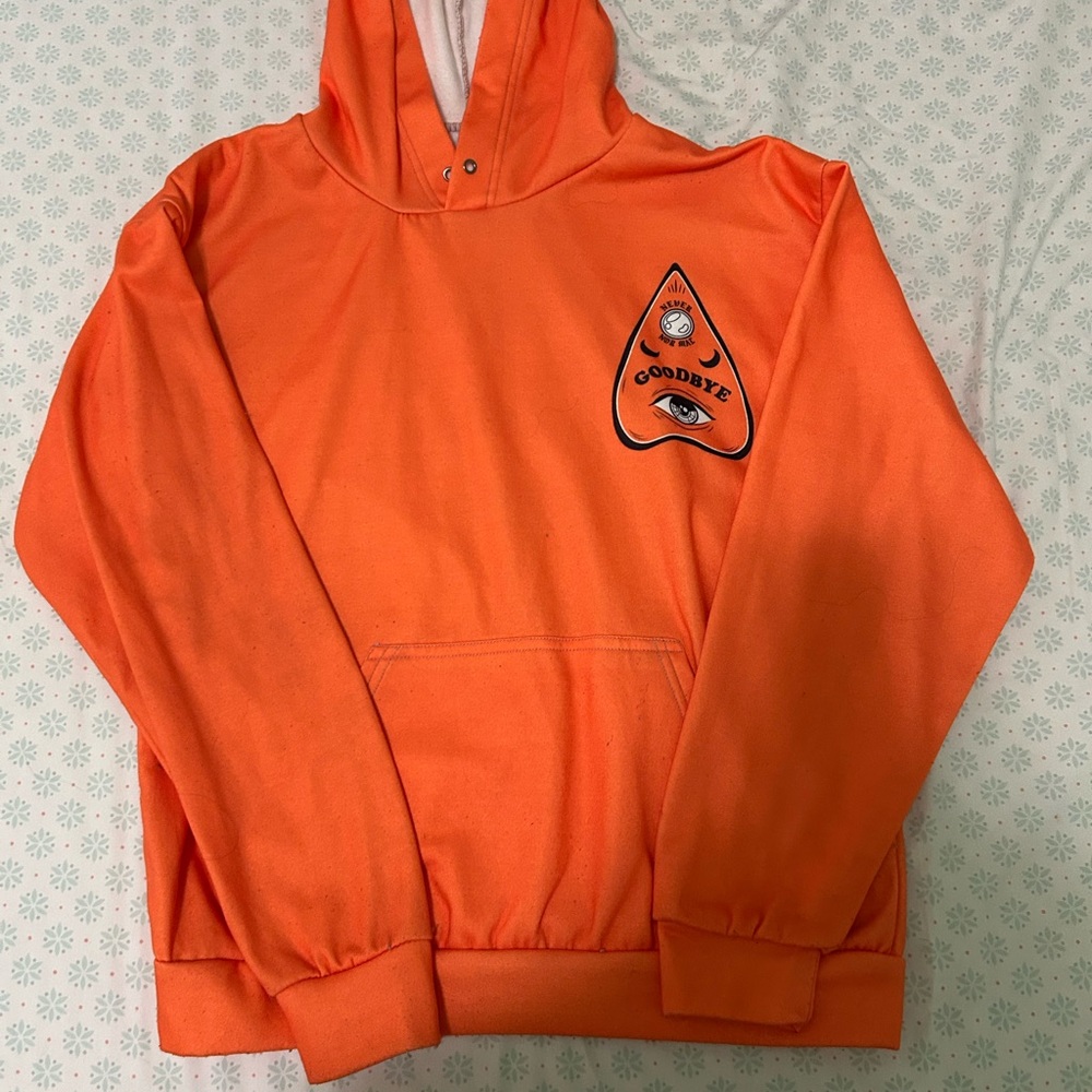 Men's Orange Hoodie with Graphic Detail